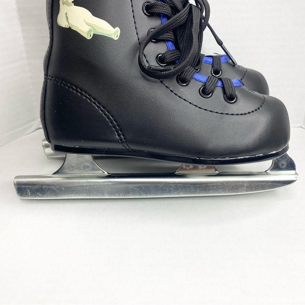 American Athletic Youth Boys Size 8 Chillin Double Runner Ice Skates Black Blue - Picture 5 of 13
